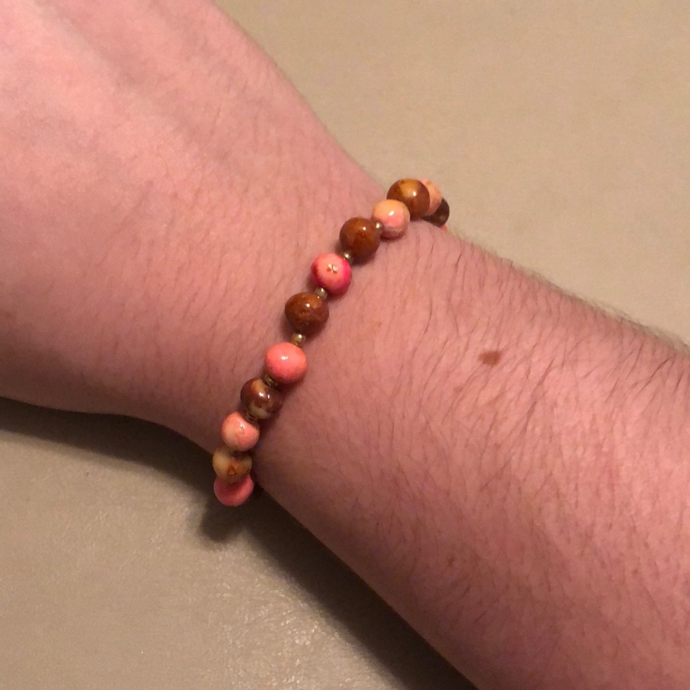 Pink and Brown Beaded Bracelet - Picture 4 of 4